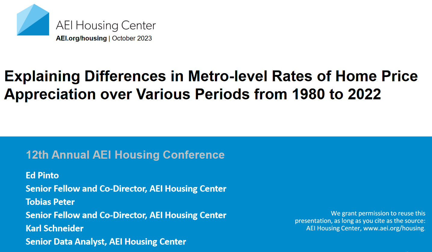 Explaining Differences in Metro-level Rates of HPA over Various Periods from 1980 to 2022